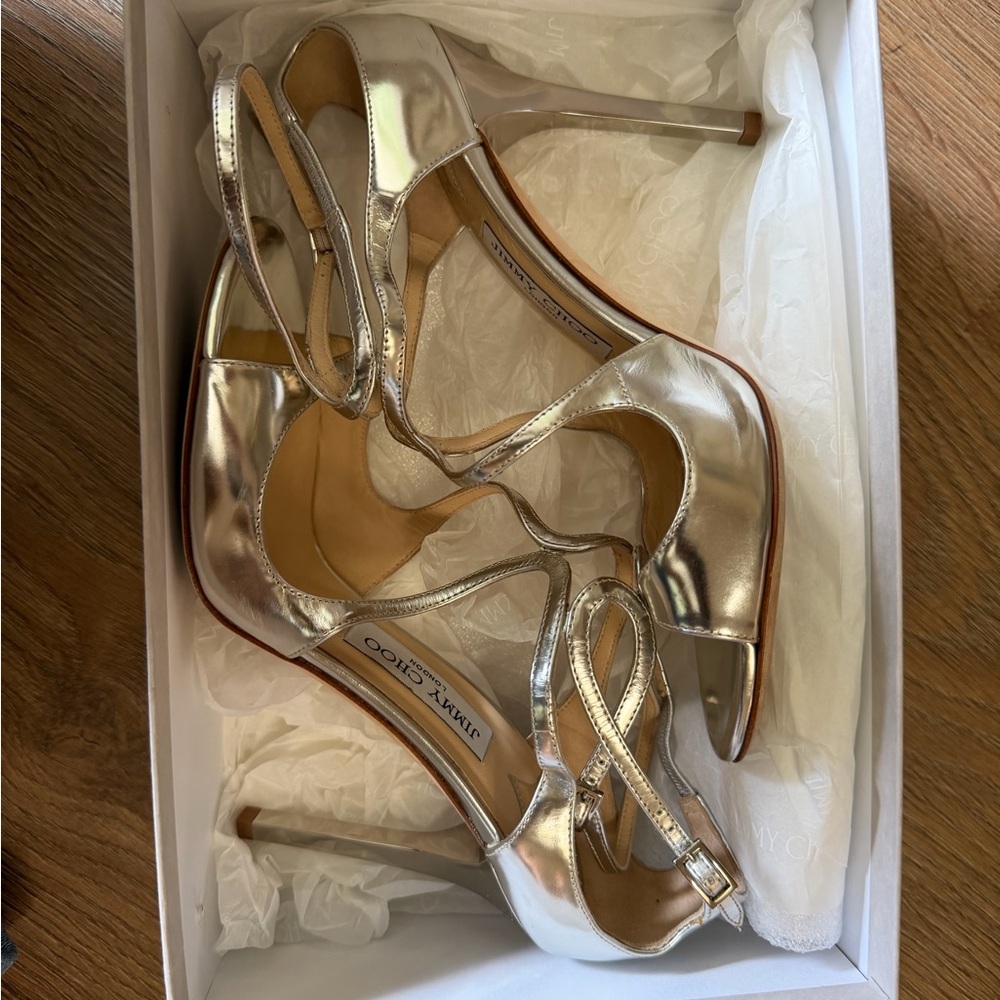 Jimmy Choo Metallic Strappy Heels